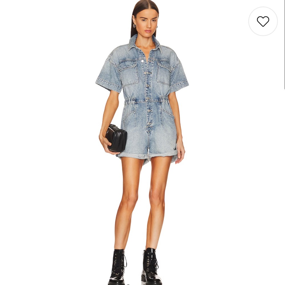 🦋 We The Free Blue Denim Buttoned Romper XL